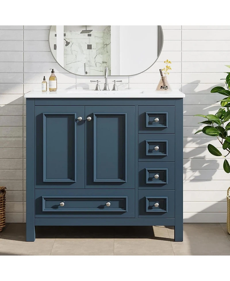 Tribesigns 30" Bathroom Vanity with Sink, 2 Doors and 1 Drawer