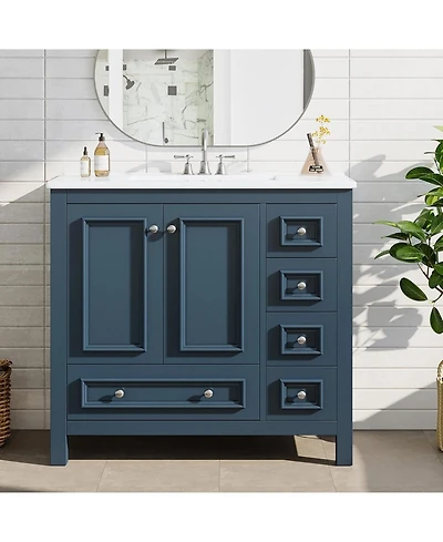 Tribesigns 30" Bathroom Vanity with Sink, 2 Doors and 1 Drawer