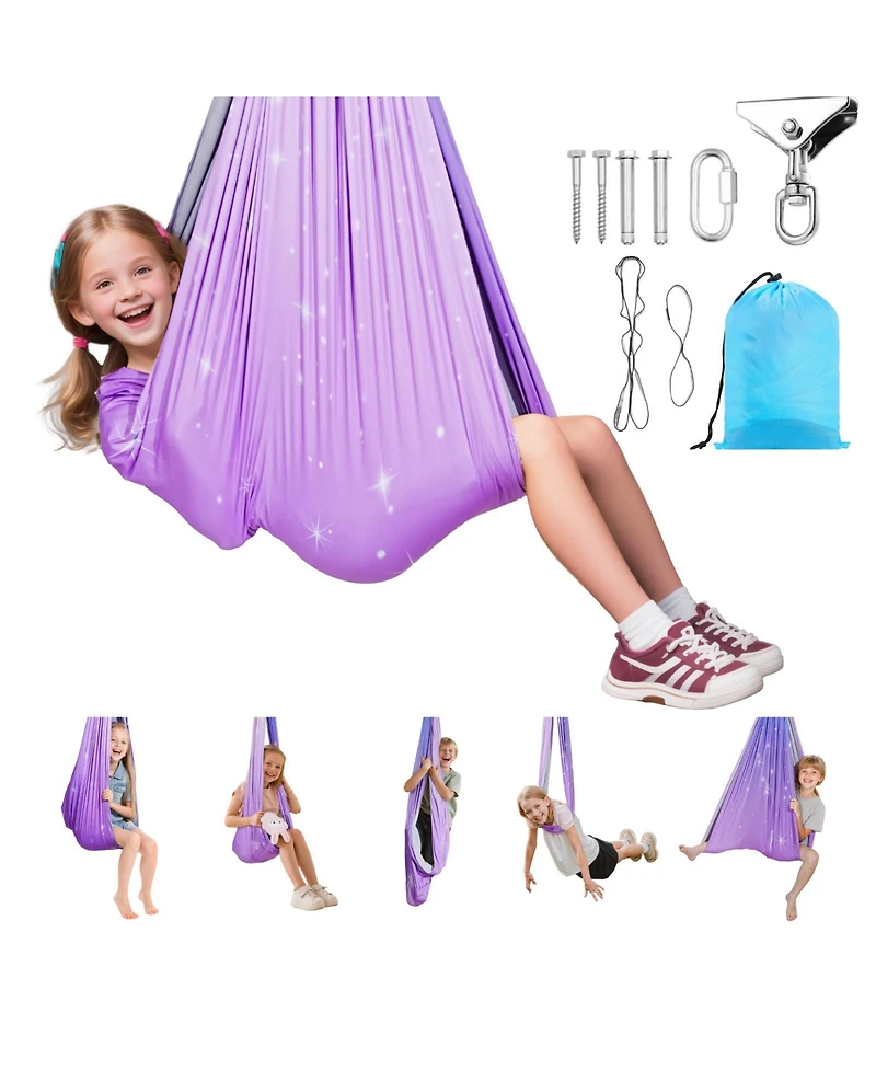 Sugift Double Layer Sensory Swing with 360 Degree Swivel Hanger and 300 Pound Capacity