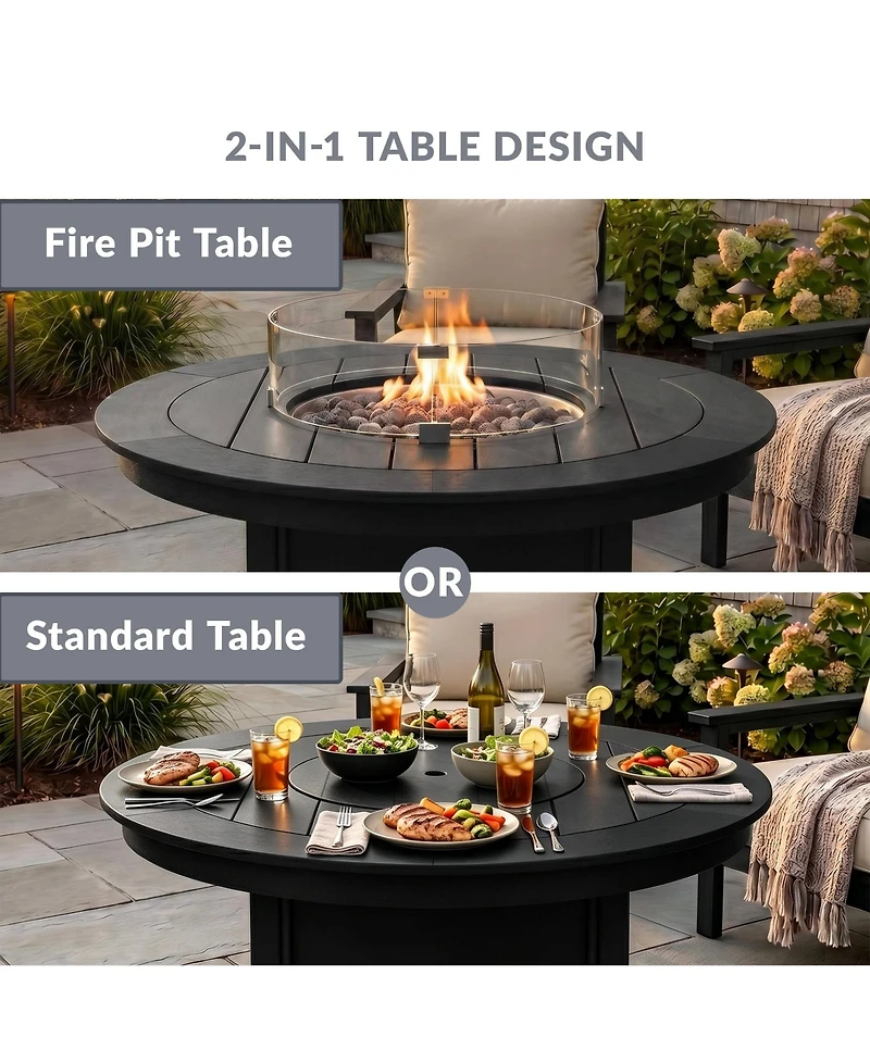 WestinTrends 47" Modern Outdoor Patio Propane Gas Round Fire Pit Table