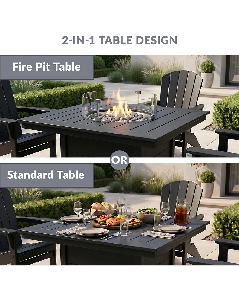 WestinTrends 42" Modern Outdoor Patio Gas Propane Square Fire Pit Table