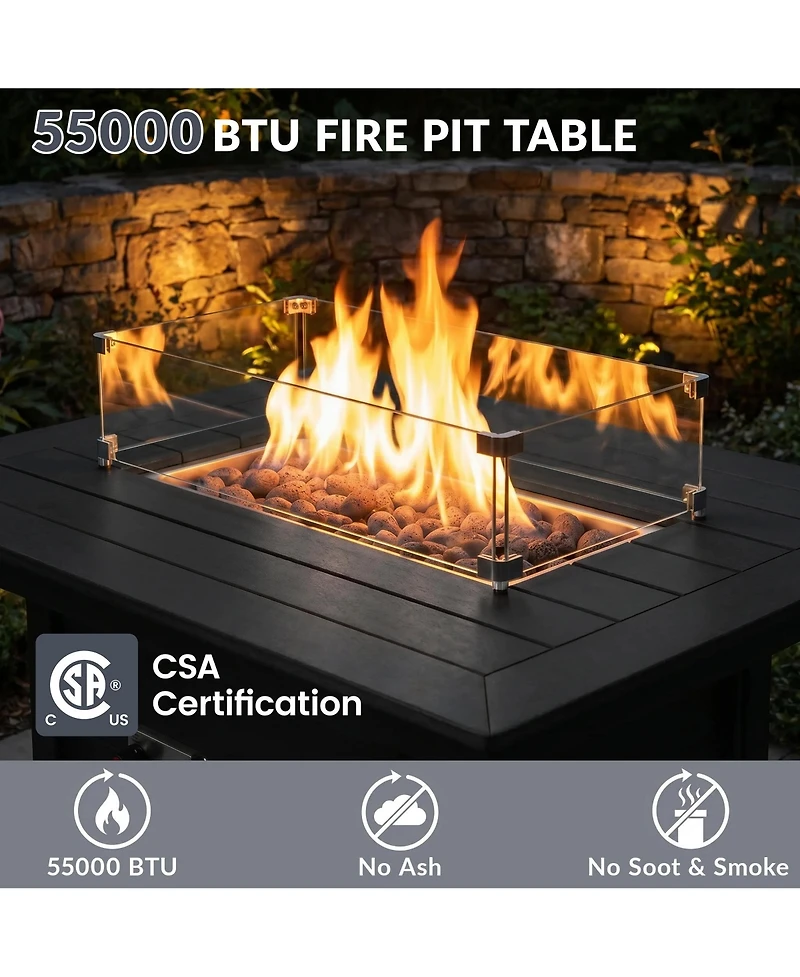 WestinTrends 46" Modern Outdoor Patio Gas Propane Rectangle Fire Pit Table