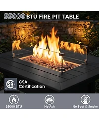 WestinTrends 46" Modern Outdoor Patio Gas Propane Rectangle Fire Pit Table