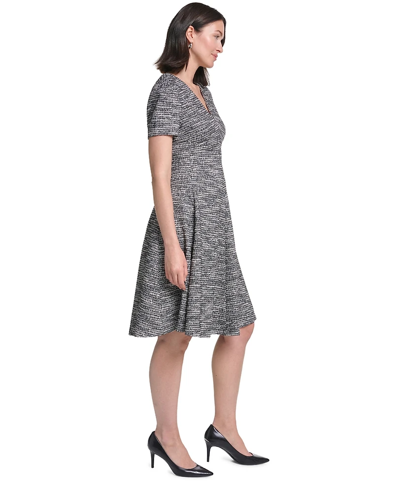 Calvin Klein Women's V-Neck Short-Sleeve A-Line Midi Dress
