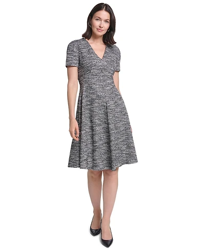 Calvin Klein Women's V-Neck Short-Sleeve A-Line Midi Dress