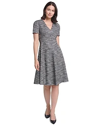 Calvin Klein Women's V-Neck Short-Sleeve A-Line Midi Dress