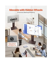 Sugift Height Adjustable Universal Tv Stand for 32 to 70 Inch Screens with Built-In Power Strip and Casters