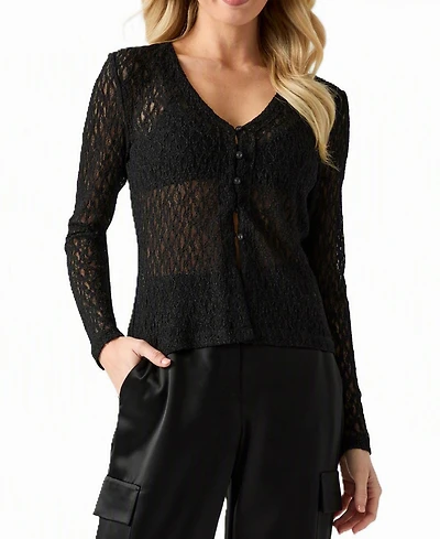 Guess Women's Matilde Lace Sheer Cardigan Sweater