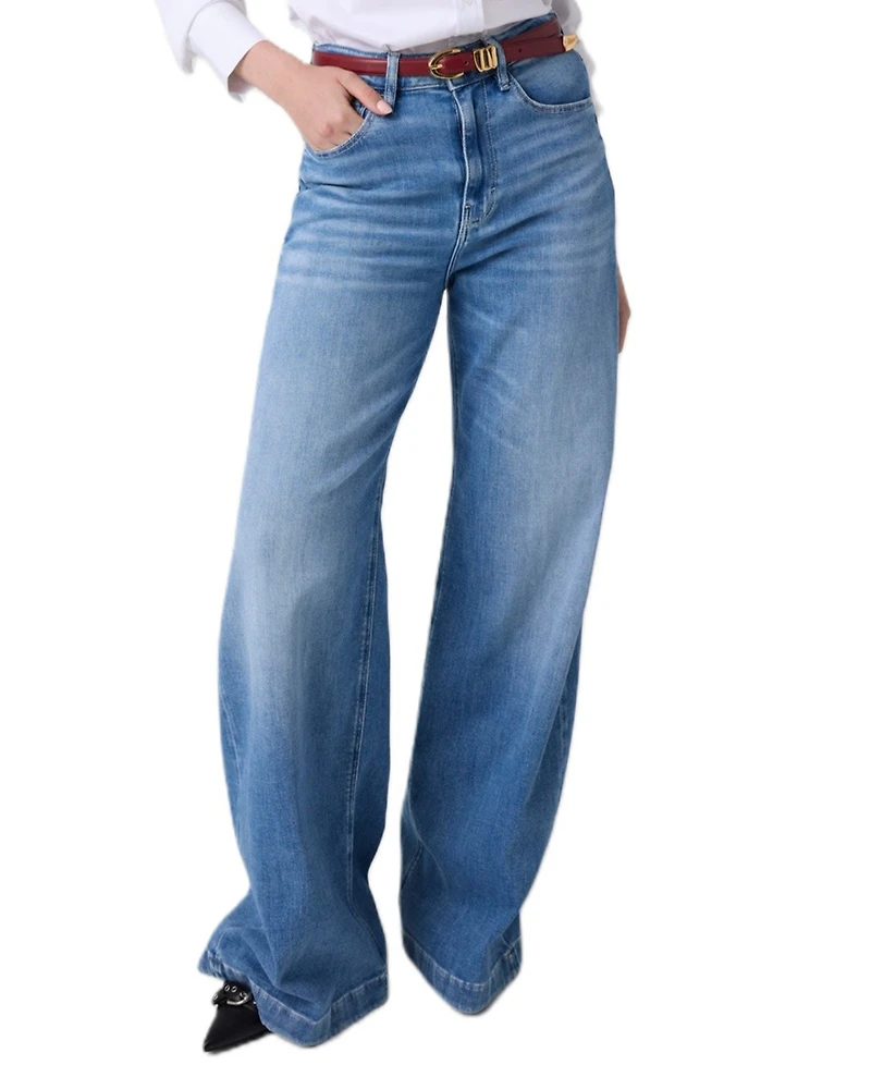 Guess Women's Bellagio High-Rise Wide-Leg Stretch Denim Jeans