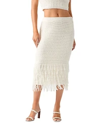 Guess Women's Remi High-Waisted Midi Fringed Sweater Skirt