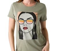 Guess Women's Sunglass Mood Easy Retro Graphic T-Shirt