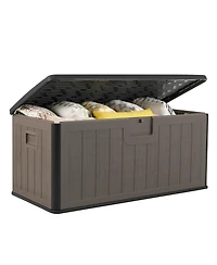 Mecale 100-Gallon Deck Box Bench, 440-lb Seating Capacity, Lockable Lid