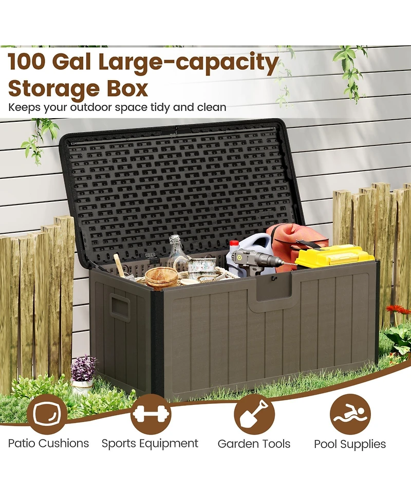 Mecale 100-Gallon Deck Box Bench, 440-lb Seating Capacity, Lockable Lid