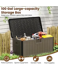 Mecale 100-Gallon Deck Box Bench, 440-lb Seating Capacity, Lockable Lid
