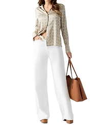 Guess Women's Concetta Satin Wrap Collared V-Neck Long-Sleeve Blouse