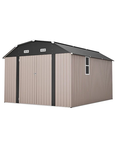 Mondawe 10x12 Feet Metal Outdoor Storage Shed with Floor Frame