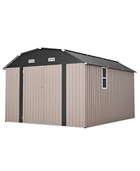 Mondawe 10x12 Feet Metal Outdoor Storage Shed with Floor Frame
