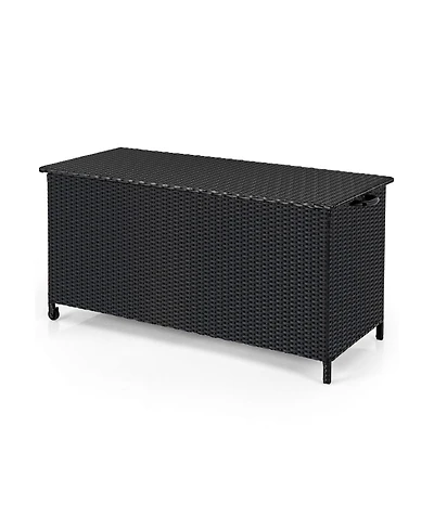 Mecale 85-Gallon Indoor Outdoor Storage Box, Rolling Wicker Deck Chest