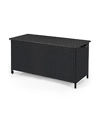 Mecale 85-Gallon Indoor Outdoor Storage Box, Rolling Wicker Deck Chest