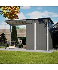 Mondawe 5x3FEET 2-in-1 Galvanized Steel Shed and Gazebo Combo, Lean-To Storage with Open Pergola