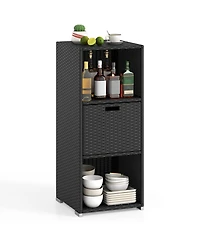 Mecale Outdoor Wicker Storage Tower, 43.5 Tall, with Removable Drawer