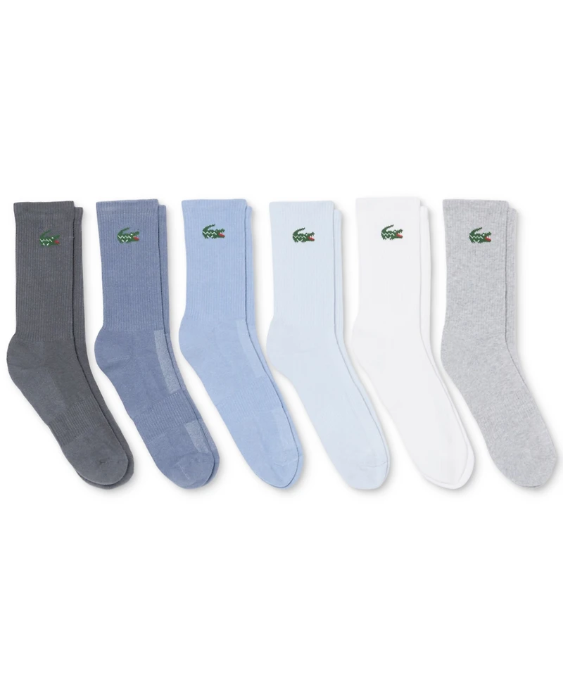 Lacoste Men's Ribbed Cotton-Blend Crew Socks, 6-Pack