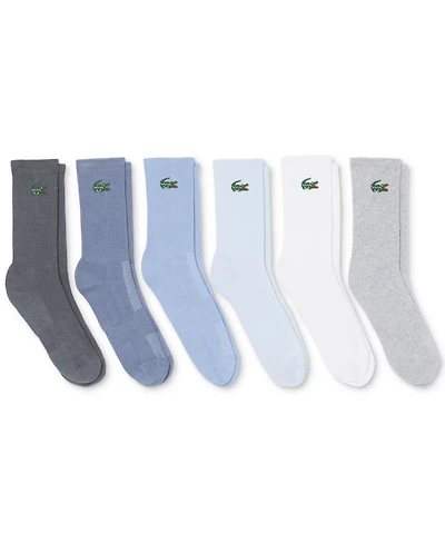 Lacoste Men's Ribbed Cotton-Blend Crew Socks, 6-Pack