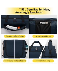 Aronkl 55L Large Heavy-Duty Sports Duffle Bag with Multi Compartments for Hiking, Camping Gear Storage and Intensive Outdoor Workout