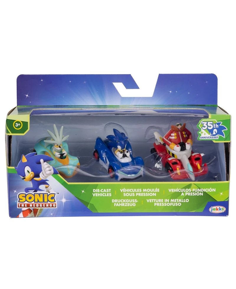 1:64 Scale Team Sonic Racing 35th Anniversary Die-Cast Toy Vehicles, 3-Pack, Created for Macy's