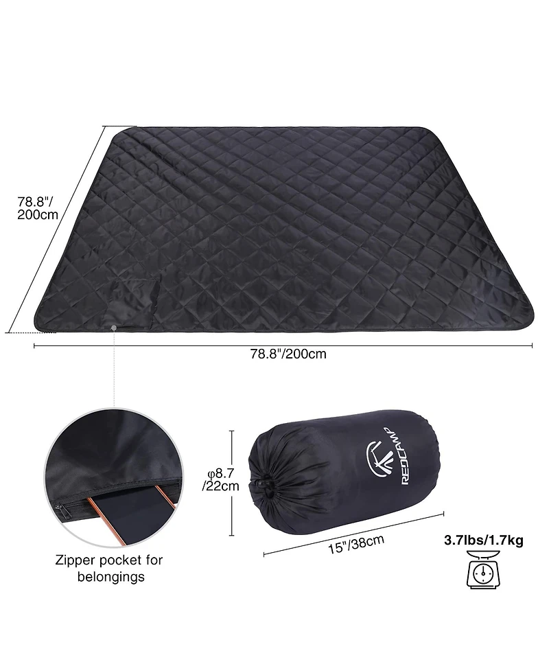 Piscifun Extra Large Sherpa Lined Camping Blanket Warm Windproof Water Resistant Machine Washable
