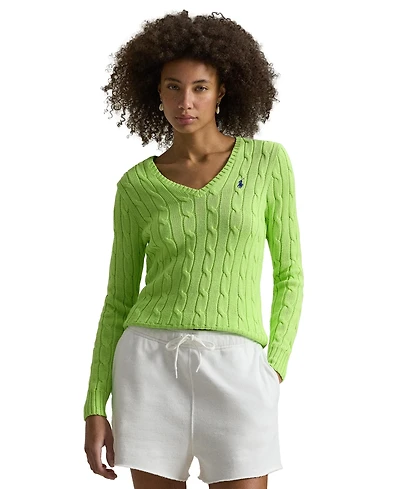 Polo Ralph Lauren Women's Cable-Knit Cotton V-Neck Sweater
