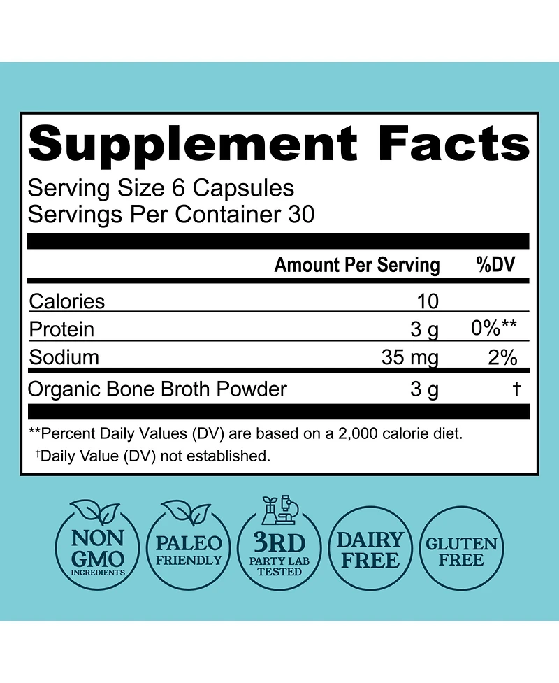 Left Coast Performance Bone Broth Capsules, 180 Count