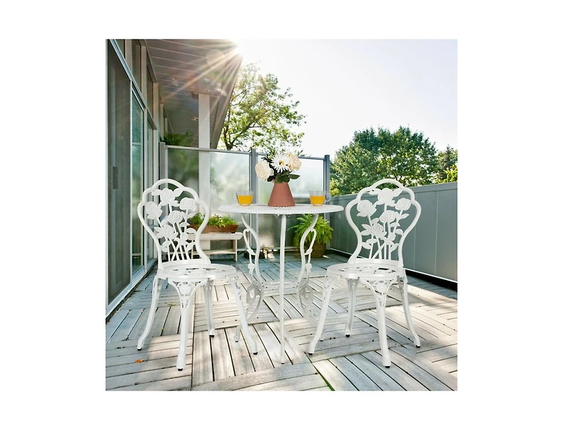 Mondawe Outdoor Cast Aluminum Patio Furniture Set with Rose Design