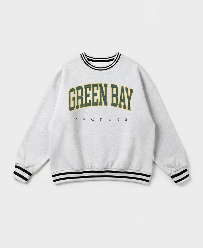 Gameday Couture Women's Green Bay Packers Oversized Easy Energy Ringer Stripe Sweatshirt