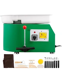 Yobtop Pottery Wheel for Ceramic Work Clay Art Diy 350W Electric Pottery Forming Machine, Adjustable Feet Lever Pedal, Clay Tool with Tray, 18 Piece