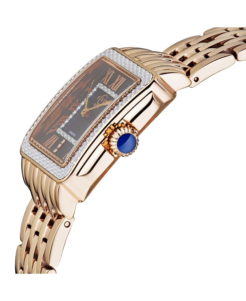 GV2 by Gevril Women's Padova Swiss Quartz Ip Rose Stainless Steel Bracelet Diamond Watch