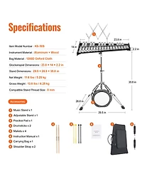 Yobtop 30-Note Glockenspiel Percussion Instrument Kit, Ages 3+