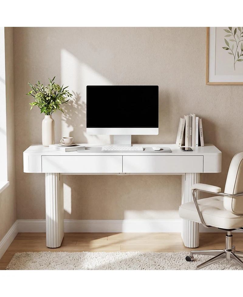 Tribesigns Rectangle Wooden Computer Desk with 2 Drawers, Modern Desk