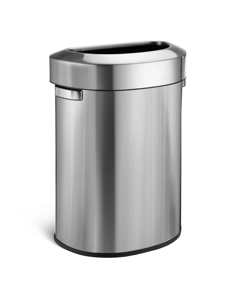 Home Zone Living 18 Gallon Stainless Steel Open Top Trash Can with Semi-Round Flat Back