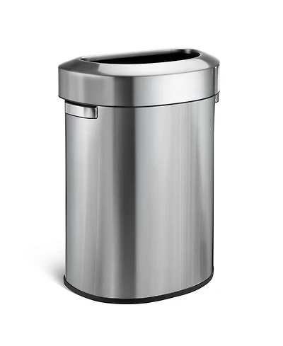 Home Zone Living 18 Gallon Stainless Steel Open Top Trash Can with Semi-Round Flat Back