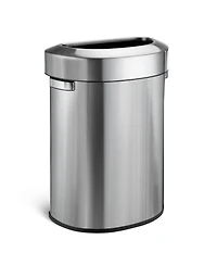 Home Zone Living 18 Gallon Stainless Steel Open Top Trash Can with Semi-Round Flat Back