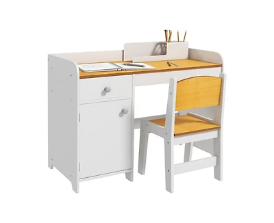 Yobtop Kids Desk and Chair Set with Storage Drawer - Study Desk for Children, Arts and Crafts, Snack Time, Homeschooling, Homework