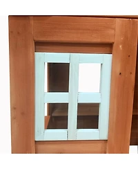 Yobtop Fir Wood Rot-Resistant Country-Style Playhouse with 2 Windows, Ages 3-8