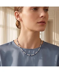 White Gold Plated Clear or Blue Sparkling Cubic Zirconia Tennis Chain Necklace