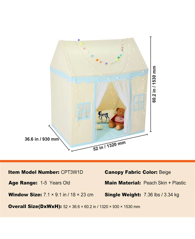 Yobtop Castle Indoor and Outdoor 3-Piece Play Tent, Ages 1-5