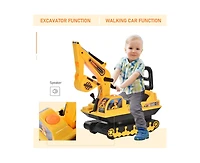 Yobtop No Power Toddler Non-Motorized Excavator Ride-On Toy with Movable Arm, Ages 3+