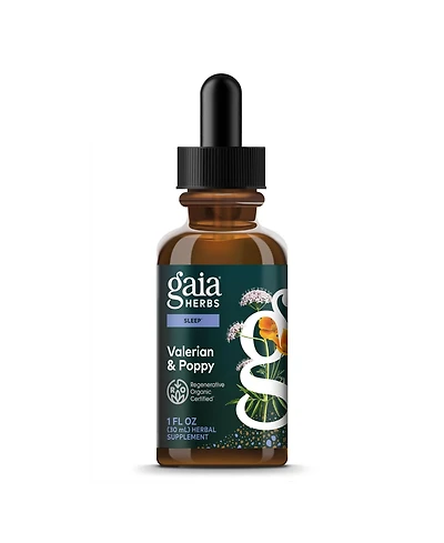 Gaia Herbs Valerian and Poppy Regenerative Certified Tinctures 1 fl oz