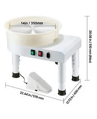 Yobtop Pottery Wheel for Home Diy - 14 in Ceramic Forming Machine, Foot Pedal Speed Control, Detachable Basin with Lift Leg, Complete Accessories