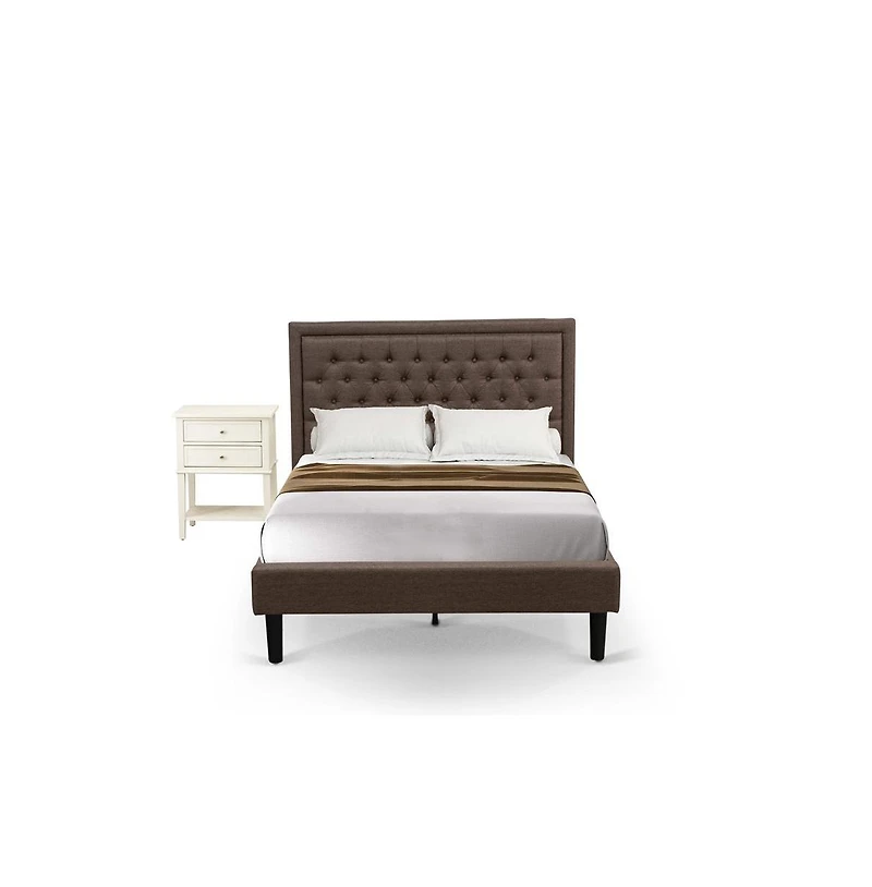 East West Furniture KD18F-1VL0C 2 Piece Full Size Bed Set - Full Size Bed Headboard with 1 Night Stand