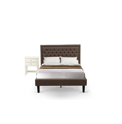 East West Furniture KD18F-1VL0C 2 Piece Full Size Bed Set - Full Size Bed Headboard with 1 Night Stand